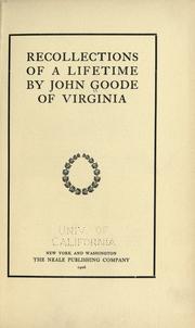 Cover of: Recollections of a lifetime by Goode, John