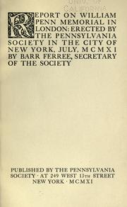 Cover of: Report on William Penn memorial in London by Pennsylvania society, New York.