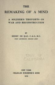 Cover of: The remaking of a mind by Hendrik de Man