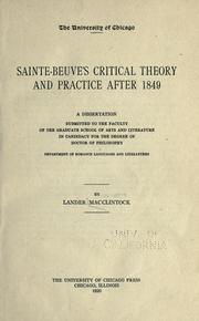 Cover of: Sainte-Beuve's critical theory and practice after 1849