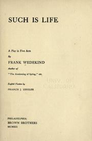Such is life by Frank Wedekind
