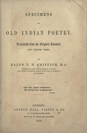 Cover of: Specimens of old Indian poetry. by Ralph T. H. Griffith