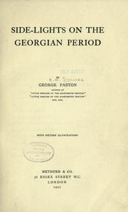 Cover of: Side-lights on the Georgian period