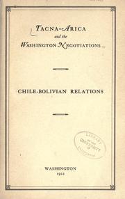 Cover of: Tacna-Arica and the Washington negotiations. by Chile, Chile