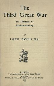 Cover of: The third great war in relation to modern history
