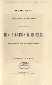 Cover of: Memorial proceedings of the Senate upon the death of Hon. George A. Vare: late a senator from the First District of Pennsylvania.