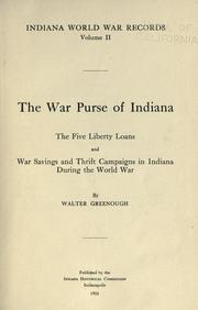 Cover of: war purse of Indiana | Walter Sidney Greenough