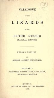 Cover of: Catalogue of the lizards in the British Museum (Natural History) 2d. ed.