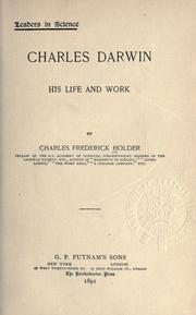 Cover of: Charles Darwin: his life and work.