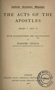 Cover of: Catholic scripture manuals by edited by Madame Cecilia, Religous of St. Andrew's Convent, Streatham, S.W.