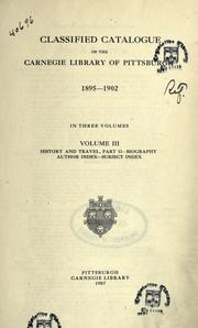 Cover of: Classified catalog of the Carnegie library of Pittsburgh: 1895-1916.