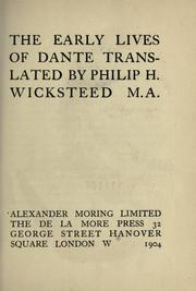 Cover of: early lives of Dante.