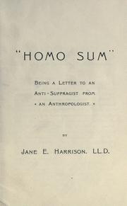 Cover of: "Homo Sum" being a letter to an anti-suffragist from an anthropologist.
