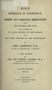 Horae hebraicae et talmudicae by Lightfoot, John