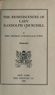 Cover of: reminiscences of Lady Randolph Churchill