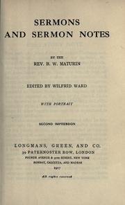 Cover of: Sermons and sermon notes by B. W. Maturin