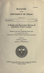 Cover of: social and economic survey of southern Travis county