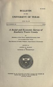 Cover of: A social and economic survey of southern Travis county by Texas Applied Economics Club., Texas Applied Economics Club.