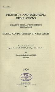 Cover of: Property and disbursing regulations by United States. Army. Signal Corps.