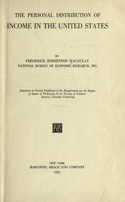 Cover of: The personal distribution of income in the United States.