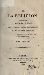 Cover of: De la religion by Benjamin Constant