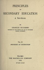 Cover of: Principles of secondary education: a textbook.