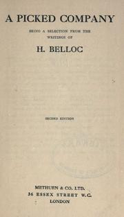 Cover of: A  picked company by Hilaire Belloc