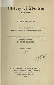 Cover of: History of Zionism: 1600-1918