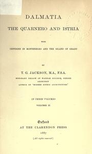 Cover of: Dalmatia by Jackson, Thomas Graham Sir