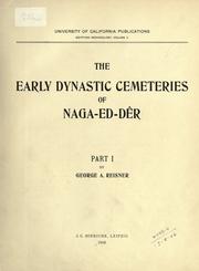 Cover of: early dynastic cemeteries of Naga-ed-Dêr