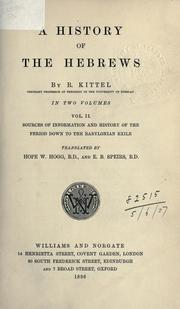 Cover of: A history of the Hebrews by Kittel, Rudolf