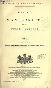 Cover of: Report on manuscripts in the Welsh language.