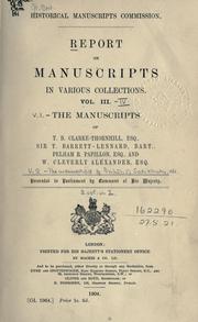 Cover of: Report on manuscripts in various collections. by Great Britain. Royal Commission on Historical Manuscripts.