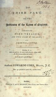 Cover of: Institutes of the laws of England by Sir Edward Coke