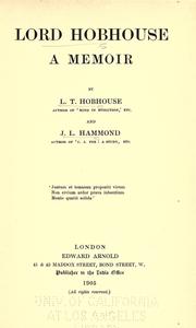 Cover of: Lord Hobhouse by L. T. Hobhouse