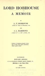 Cover of: Lord Hobhouse by L. T. Hobhouse, L. T. Hobhouse