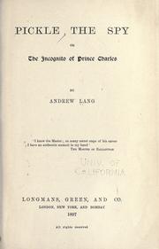 Cover of: Pickle the spy by Andrew Lang
