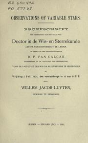 Cover of: Observations of variable stars by Willem Jacob Luyten