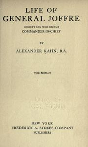 Life of General Joffre by Alexander Kahn