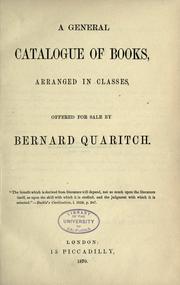 Cover of: general catalogue of books: arranged in classes
