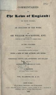 Cover of: Commentaries on the laws of England: in four books; Vol. II (Books 3 & 4), 18th ed. by Sir William Blackstone