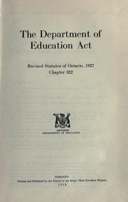 Cover of: Acts and regulations relating to the Education Department and the public and high schools of the province of Ontario.