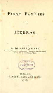 Cover of: First fam'lies of the Sierras.