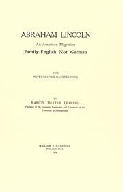 Cover of: Abraham Lincoln, an American migration by Marion Dexter Learned