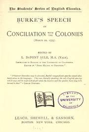 Cover of: Burke's speech on conciliation with the colonies (March) 22, 1775) by Edmund Burke