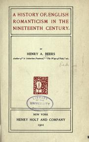 Cover of: history of English romanticism in the nineteenth century