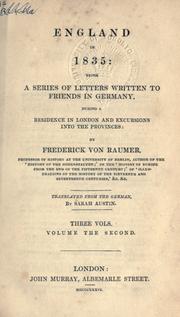 Cover of: England in 1835, being a series of letters written to friends in Germany during a residence in London and excursions into the provinces.