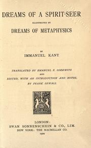 Cover of: Dreams of a spirit-seer by Immanuel Kant