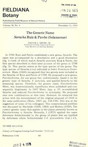 Cover of: generic name Saracha Ruiz & Pavón (Solanaceae)