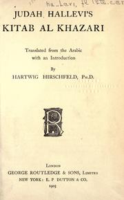 Cover of: Judah Hallevi's Kitab al Khazari